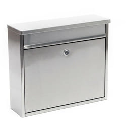 Helloshop26 - Cassetta postale di design cassetta postale da parete in acciaio inossidabile 32 x 36 x 11,5 cm argento