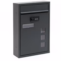 cassetta delle lettere: 21,5x 9x 32 cm fessura per le lettere: 17 x 2 cm Peso in kg 1,2 Materiale Acciaio zincato Colore Antr ...