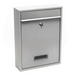 Helloshop26 - Cassetta postale di design da parete in acciaio zincato 21,5 x 9 x 32 cm argento