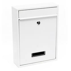 Helloshop26 - Cassetta postale di design da parete in acciaio zincato 21,5 x 9 x 32 cm bianco