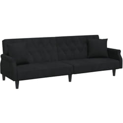 Divano letto con braccioli in velluto nero