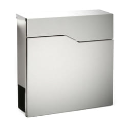 Helloshop26 - Cassetta postale di design in acciaio inox con scomparto per giornali e montante in acciaio inox color argento
