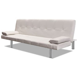 Helloshop26 - Divano letto regolabile con due cuscini in ecopelle bianco panna