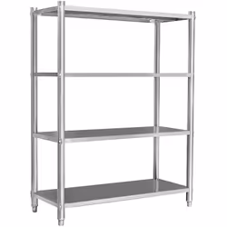 Scaffale in acciaio raffinato V2A, perfetto per l'utilizzo nel settore della gastronomia. Un'unità con ripiani per mantenere ...