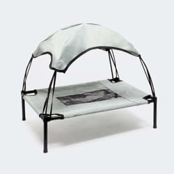 Helloshop26 - Lettino per cani 60 cm 15 kg max lettino rialzato protezione solare s relax grigio