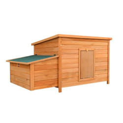Pratico pollaio compatto con tetto idrorepellente e cassetta-nido 136 cm in legno marrone