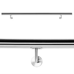 Helloshop26 - Kit corrimano ringhiera supporto muro 130 cm raffinata scala in acciaio