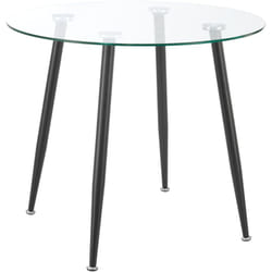 Tavolo da pranzo rotondo in vetro temperato acciaio 75 x 80 cm nero trasparente