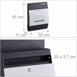 Cassetta delle lettere di design • Dimensioni A x L x P: 45 x 35 x 11 cm • Dimensioni scomparto per giornali A x L x P: 9 x 3 ...