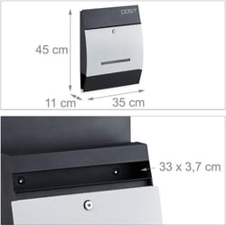Helloshop26 - Cassetta postale da parete con scomparto per giornali bianco nero