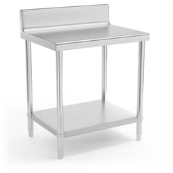 Helloshop26 - Tavolo da lavoro professionale da cucina in acciaio inox 80 x 60 cm con bordo, portata 190 kg