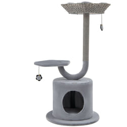 Helloshop26 - Tiragraffi per gatti da 106 cm persico condominiale e 2 palline sospese torre per gatti, pali di supporto in metallo e cuscino grigio