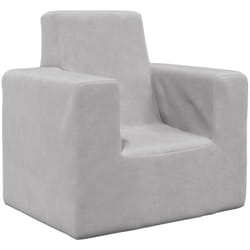 Divano per bambini in morbido peluche grigio chiaro