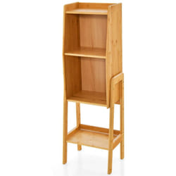 Libreria in bambù scaffale per mobili vano portaoggetti piedi cubici bordi rialzati 26,5 x 37 x 113 cm bambù naturale