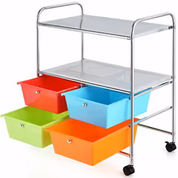 Caratteristiche: 2 ripiani per riporre Ideale per il soggiorno, cucina, camera da letto, ufficio, dormitorio 4 cassetti per r ...