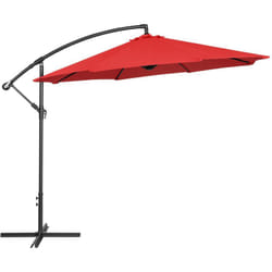 Ombrellone decentrato - rosso - rotondo - diametro 300 cm - inclinabile
