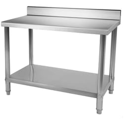 Tavolo da lavoro professionale in acciaio inox gambe regolabili con bordo 100 x 60 cm