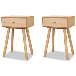 Helloshop26 - Set di 2 comodini, cassettiera, armadio, mobili per camera da letto, legno di pino massiccio, 40 x 30 x 61 cm, marrone