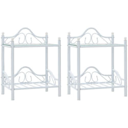 Comodino comodino cassettiera armadio mobili camera da letto 2 pz acciaio e vetro temperato 45x30 5x60 cm bianco