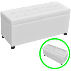 Panca pouf sgabello contenitore pouf mobili in pelle sintetica bianca