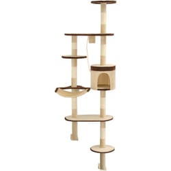 Tiragraffi per gatti nicchia peluche in sisal montaggio a parete 194 cm beige e marrone