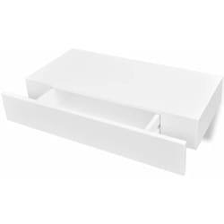 Mensola da parete di design con 1 cassetto in mdf bianco per riporre i libri