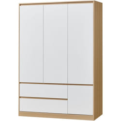 Armadio camera da letto armadio moderno, mobile contenitore senza tempo con 6 ripiani e 2 cassetti in mdf 176 x 120 x 52 cm effetto rovere bianco