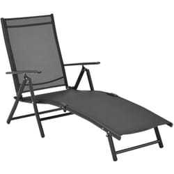 Lettino prendisole reclinabile 160° con braccioli 150 x 65 x 86 cm nero