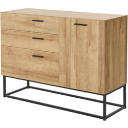 Credenza in metallo 75 x 100 x 35 cm effetto rovere nero