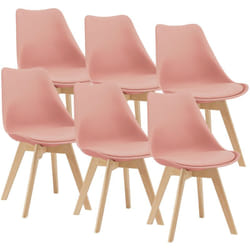 Set di 6 sedie per sala da pranzo fläten in similpelle faggio rosa