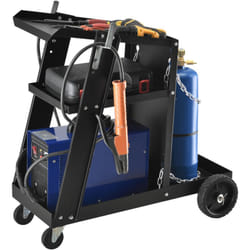 Helloshop26 - Carrello per saldatura con 3 vassoi e portabombole gas in acciaio nero