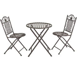 Helloshop26 - Set bistrot da giardino in metallo verde scuro con patina grigio chiaro