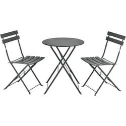 Helloshop26 - Set bistrot da giardino pieghevole Caprile in acciaio grigio scuro