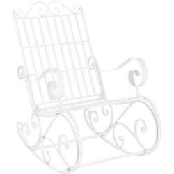 Helloshop26 - Sedia a dondolo da giardino vintage in metallo 92 x 59 x 90 cm bianca