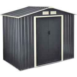 Casetta da giardino 213 x 127 x 185 cm, tetto a due falde in lamiera di acciaio zincato grigio scuro