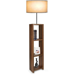 Helloshop26 - Lampada da terra lampada luminosa redditch con mensola altezza 150 cm E27 effetto legno/nero/beige