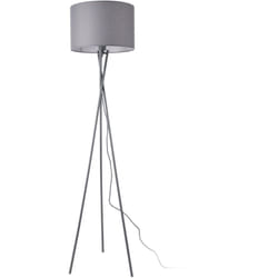 Helloshop26 - Lampada da terra lampada treppiede E27 tessuto metallo altezza 154 cm grigio
