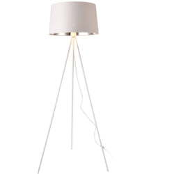 Helloshop26 - Lampada da terra lampada treppiede Manchester E27 metallo tessile altezza 150 cm bianco argento