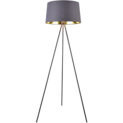 Helloshop26 - Lampada da terra lampada treppiede Manchester E27 metallo tessile altezza 150 cm grigio dorato