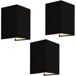 Helloshop26 - Set di 3 applique forma angolare E27 60 w 20 x 16 x 13 cm paralume in lino nero