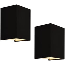 Helloshop26 - Set di 2 applique forma angolare E27 60 w 20 x 16 x 13 cm paralume in lino nero