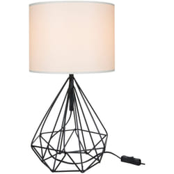 Helloshop26 - Lampada da scrivania in metallo tessile pvc 46,5 cm E27 nera / bianca