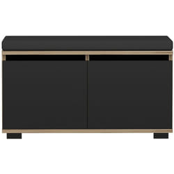 Panca per scarpe brande con 2 ante su 4 livelli 42 x 80 x 35 cm effetto rovere / nero