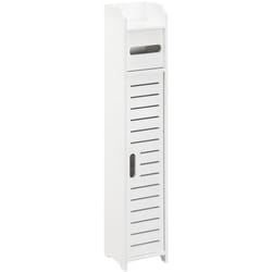 Helloshop26 - Mobile da bagno elegante armadio portaoggetti con portarotolo di carta igienica in legno composito 80 x 15 x 15 cm bianco