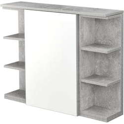 Anta pensile bagno con specchio 64 x 80 x 20 cm effetto cemento