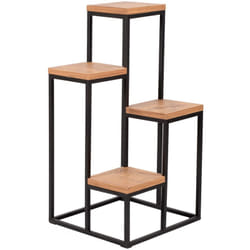 Mensola per piante effetto legno nero a 4 livelli