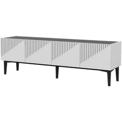 Mobile tv a 2 ante con vano portaoggetti 45 x 154 x 37 cm in marmo bianco/nero