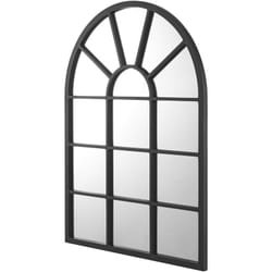 Helloshop26 - Specchio da parete rotondo con finestra 80 x 60 cm nero opaco