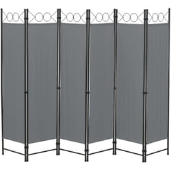 Helloshop26 - Frangivista a 6 pannelli 171 x 240 cm grigio scuro