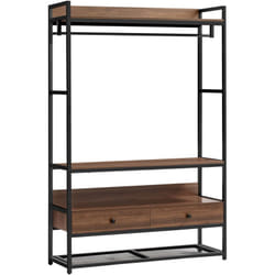 Helloshop26 - Appendiabiti in metallo mdf 180 x 120 x 40 cm effetto noce canaletto
